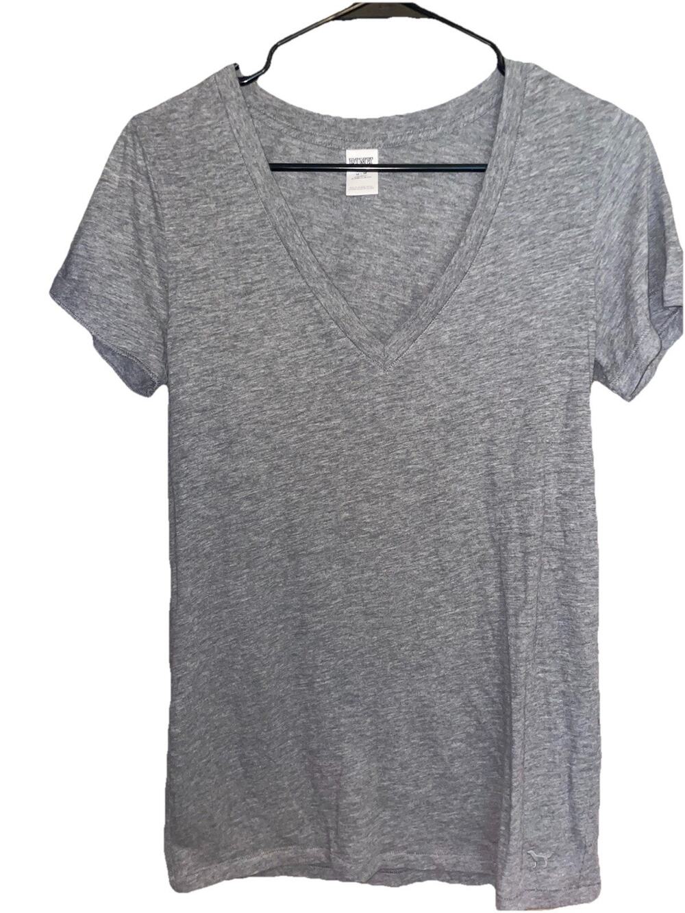 Victorias Secret PINK Soft Gray Sleepwear Top V-neck Sz M